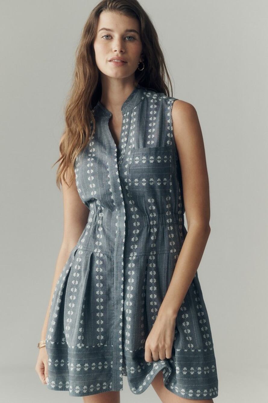 Anthropologie by Maeve Sleeveless V-Neck Shirtdress Size Large